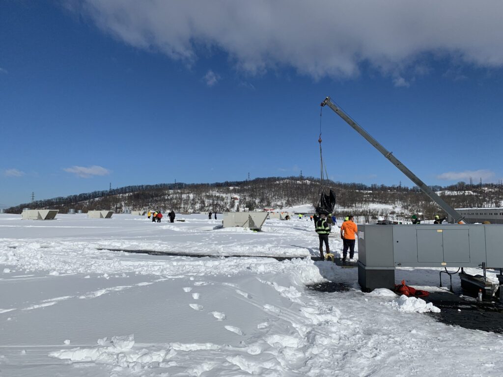 Safely remove snow from a commercial roof