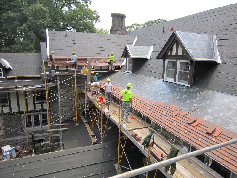 Clay Tile Roof Installation for the Mansion at Cabrini College