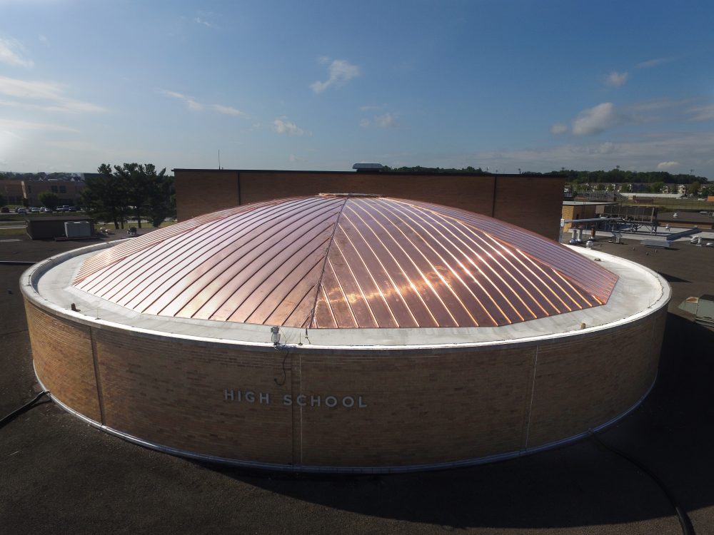 Copper Roof, Hail Damage Restoration for school