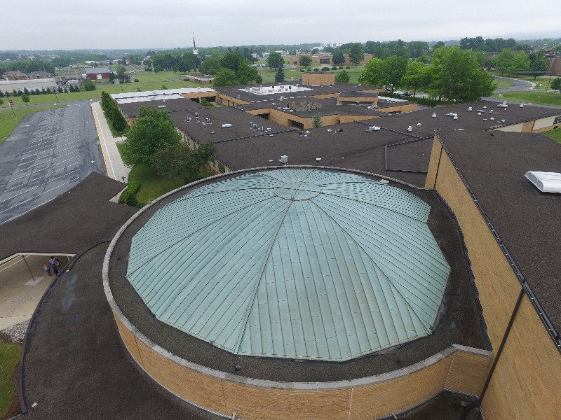 Copper Roof, Hail Damage Restoration for school