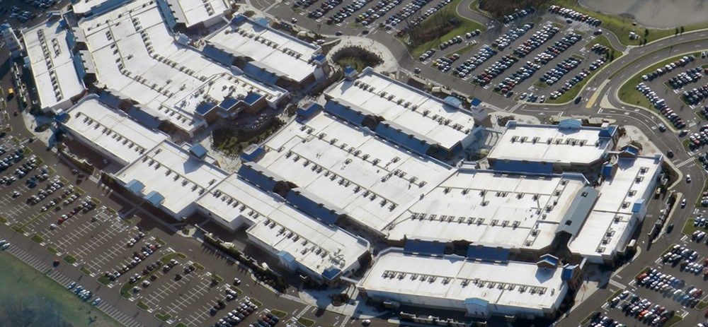 Mega PVC roof installation on Philadelphia Premium Outlets