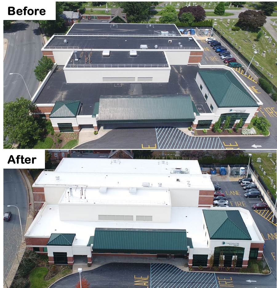 Roof Coating System before and after picture
