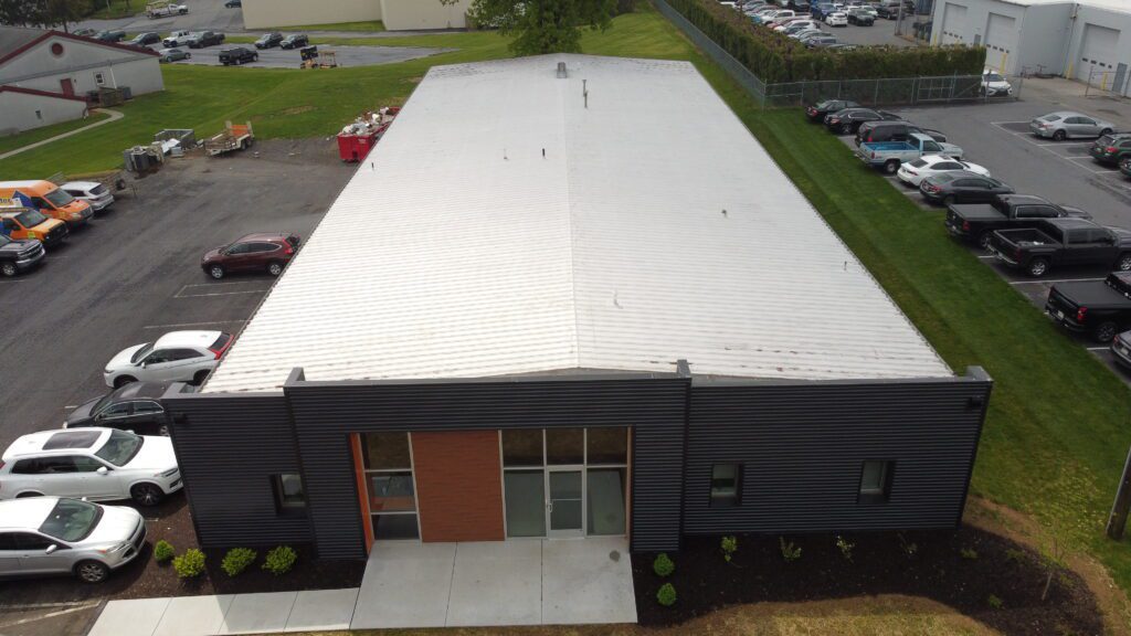 Lancaster Plumbing heating and cooling new metal siding and roof - aerial view