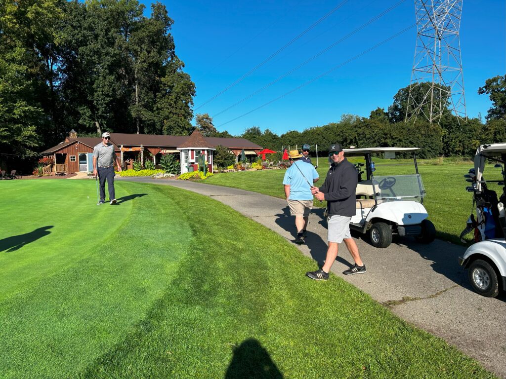 happy golfers on a sunny day