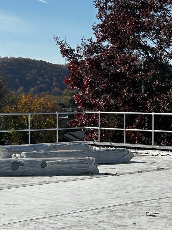 progress photo of the installation of the safety rails